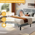 thumbnail image 6 of DWVO King Size Upholstered Bed Frame with Adjustable Headboard, Wooden Slats Mattress Foundation with Soundproof Cotton, Gray, 6 of 7