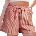thumbnail image 2 of BiZtdJrK Womens Striped Bermuda Shorts Drawstring Elastic Waisted Wide Leg Shorts Baggy Comfy Casual Summer Beach Shorts clearance items Red S, 2 of 8