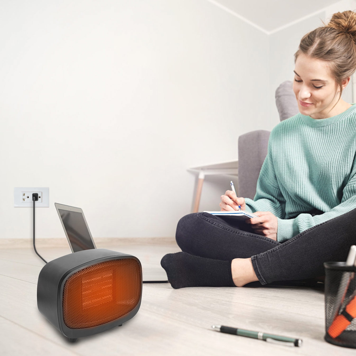 iMounTEK 300W Portable Electric Heater Mini Space Heater Fast Heating Fan  for Office Bedroom, Black