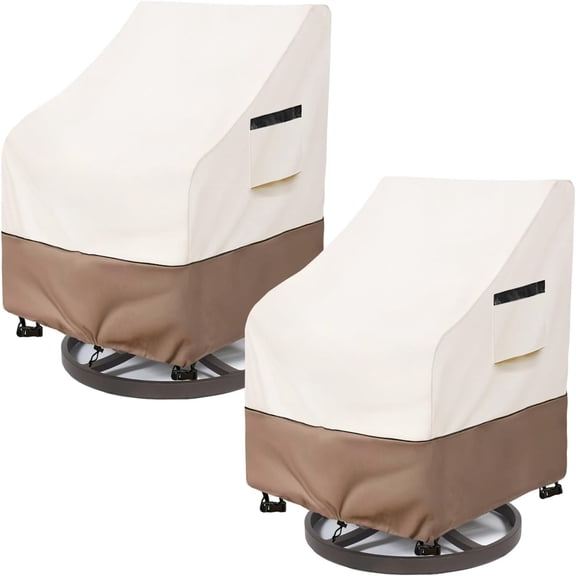 Patio Chair Covers Waterproof Patio Furniture Covers, 33W x 35D x 36H Inches Swivel Outdoor Chair Cover 2 Pack (Beige)