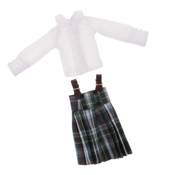 2xLinda Camisa Blanca Y Vestido Plisado Hugo Ropa de muñeca 12 pulgadas