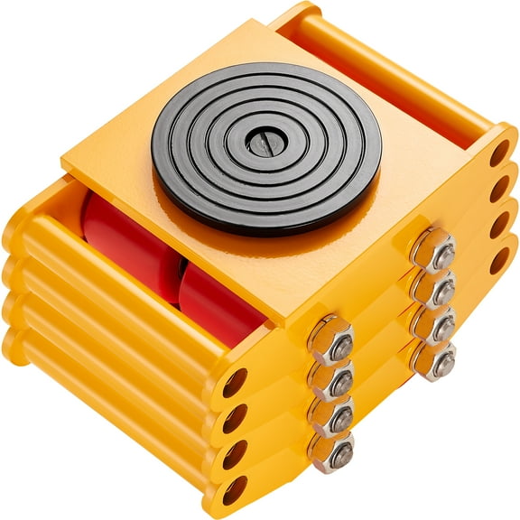 VEVOR 4PCS Machinery Skate Dolly, 17637 LBS/8T Industrial Machinery Mover, Heavy Duty Carbon Steel Machinery Moving Skate with 4 PU Wheels and 360° Rotation Non-Slip Cap for Warehouse, Workshop