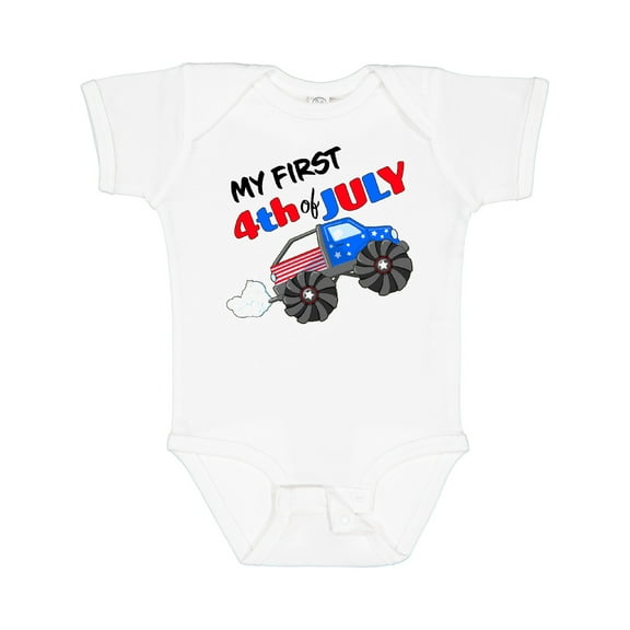 Inktastic My First Fourth of July Monster Truck Boys or Girls Baby Bodysuit