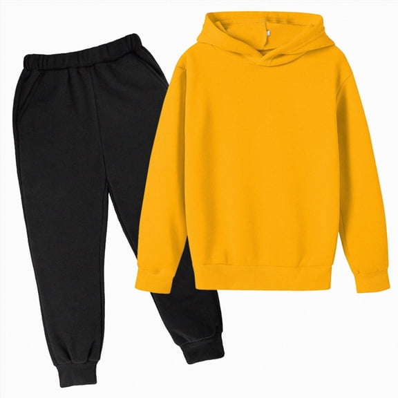 Boys Clothes Boy Outfits 2-Piece Long Sleeve Sweatshirt Tops and Pants Fall Winter Outfits Set 6-12 Months 12-24 Months 2T 3T 4T 5T 6T 7T 8T 9T Children(Yellow,5-6 Years)