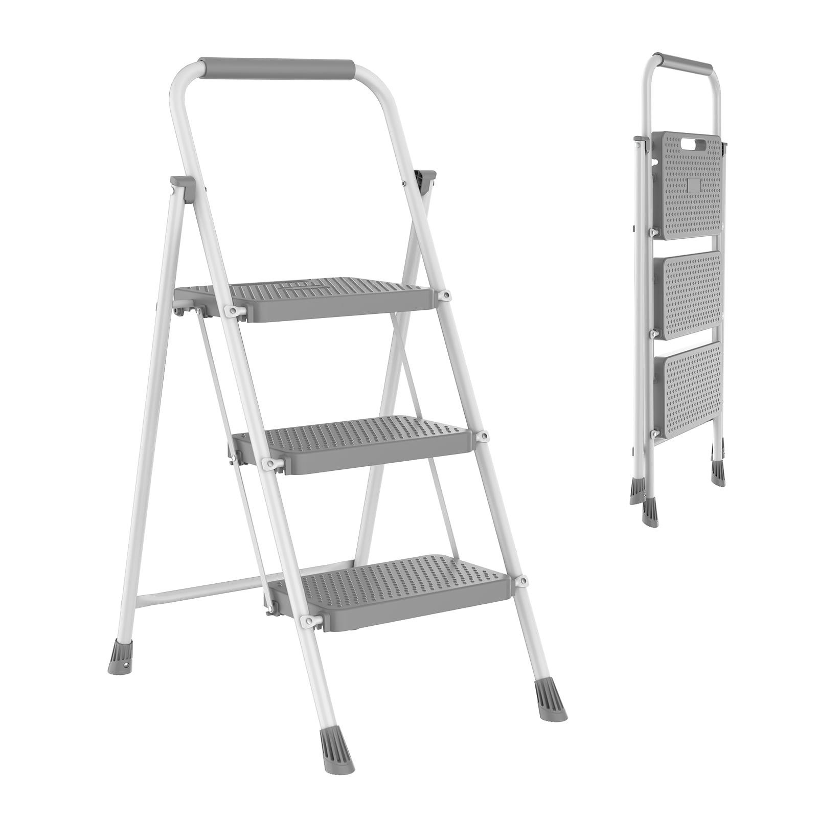 Portable Folding Ladder with Safety Lock and Anti‑Slip Pedals