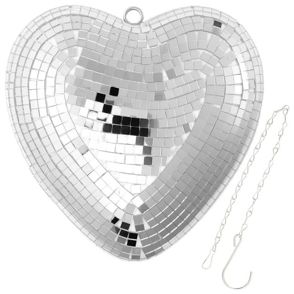 Heart Shape Disco Ball Decoration Easy Install Mirror Disco Ball Hanging Ornament with Hanging Chain for Wedding Valentines Day Present