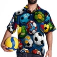 thumbnail image 4 of Football Men's Short Sleeve Hawaiian Beach Shirts, Casual Printed Button Down Spread Collar Tops, Summer Unisex Style, 4 of 6