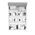 thumbnail image 1 of Ambesonne Black White Fitted Sheet & Pillow Sham Set, Horse Riding Sports, Full, Black White, 1 of 3