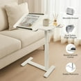 thumbnail image 3 of Height Adjustable Overbed Table with Tilting Top, Mobile Standing Desk Hospital Bed Table Bedside Sofa Side Table for Eating, Reading or Working, Movable Overbed Table with Wheels (White), 3 of 7