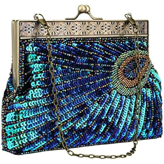 Vintage Style Beaded And Sequined Evening Bag Wedding Party Handbag Clutch Purse for Women Evening