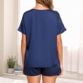 thumbnail image 4 of Yievot Satin Pajamas for Women Set Short Sleeve Silk Pajama Set 2 Piece Sleepwear Lounge Sets with Pockets, 4 of 6