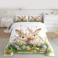 thumbnail image 2 of Manfei Cute Rabbit Bedding Comforter Set,Cartoon Dinosaur Egg Twin Comforter Sets,Colorful Flower Floral Bedding Set For Girls Kids,Breathable Home Decor Reversible,2 Pieces, 2 of 8