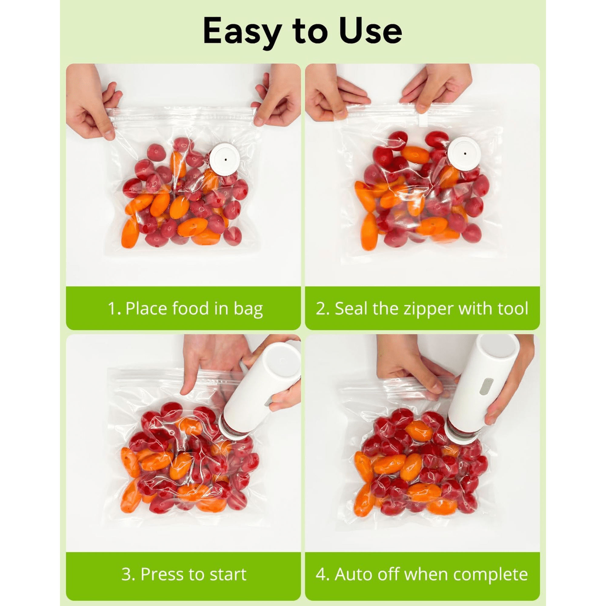 Vacuum Sealer for Food with 30 Reusable Vacuum Bags, 6X Freshness Lock, Cordless Compact Handheld Vacuum Sealer Machine for Kitchen