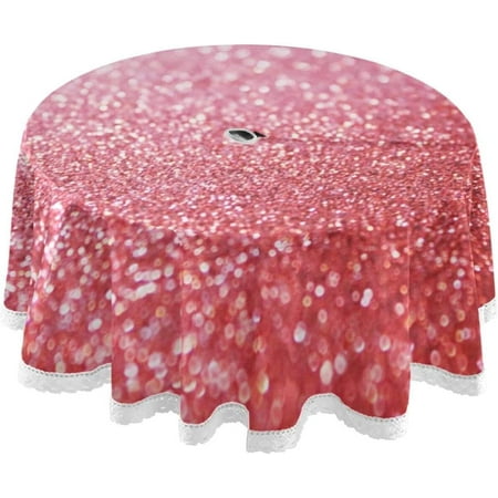 

Hyjoy Red Sparkling Shiny Round Tablecloth 60In Waterproof Round Table Cloths with Umbrella Hole and Zipper Party Patio Table Covers for Outdoor Backyard /BBQ/Picnic