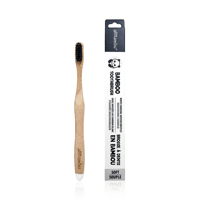 allBambu Bamboo Charcoal Toothbrush - Soft, White