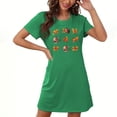 thumbnail image 3 of Sakmal Robe de Nuit Grande Taille pour Femmes Verte Effet Nuage Mignonne Robe de Nuit de l'Action de Grâce Col Rond Court Imprimé Feuilles d'Automne Manches Courtes P-2TG, 3 of 4