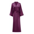 thumbnail image 4 of Mizzgenio Batas Largas De Seda Para Mujer, Tallas Grandes, Kimonos Largos De Satén, Batas Largas De Talla Grande, Color Morado, 4Xl-5Xl Plus, 4 of 5