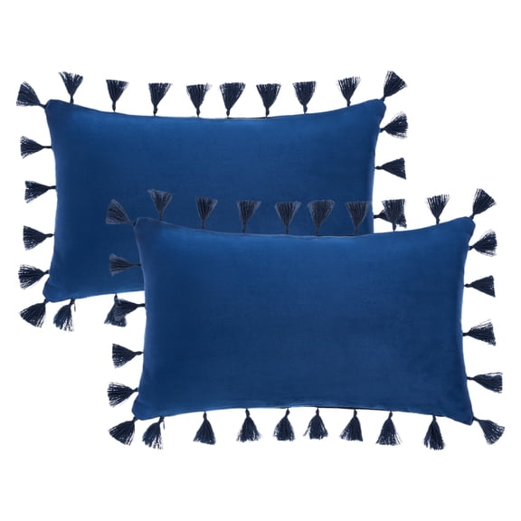 Unique Bargains Velvet Soft Throw Pillow Covers Pack of 2 Dark Blue 20" x 12"