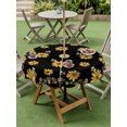 thumbnail image 5 of Outdoor Tablecloth with Umbrella Hole Zipper Yellow Summer Floral Round Tablecloth 54" Waterproof Outside Table Cloth Pastoral Daisy Botanical Cute Black Patio Table Cover Tablecloths for Picnic, 5 of 8