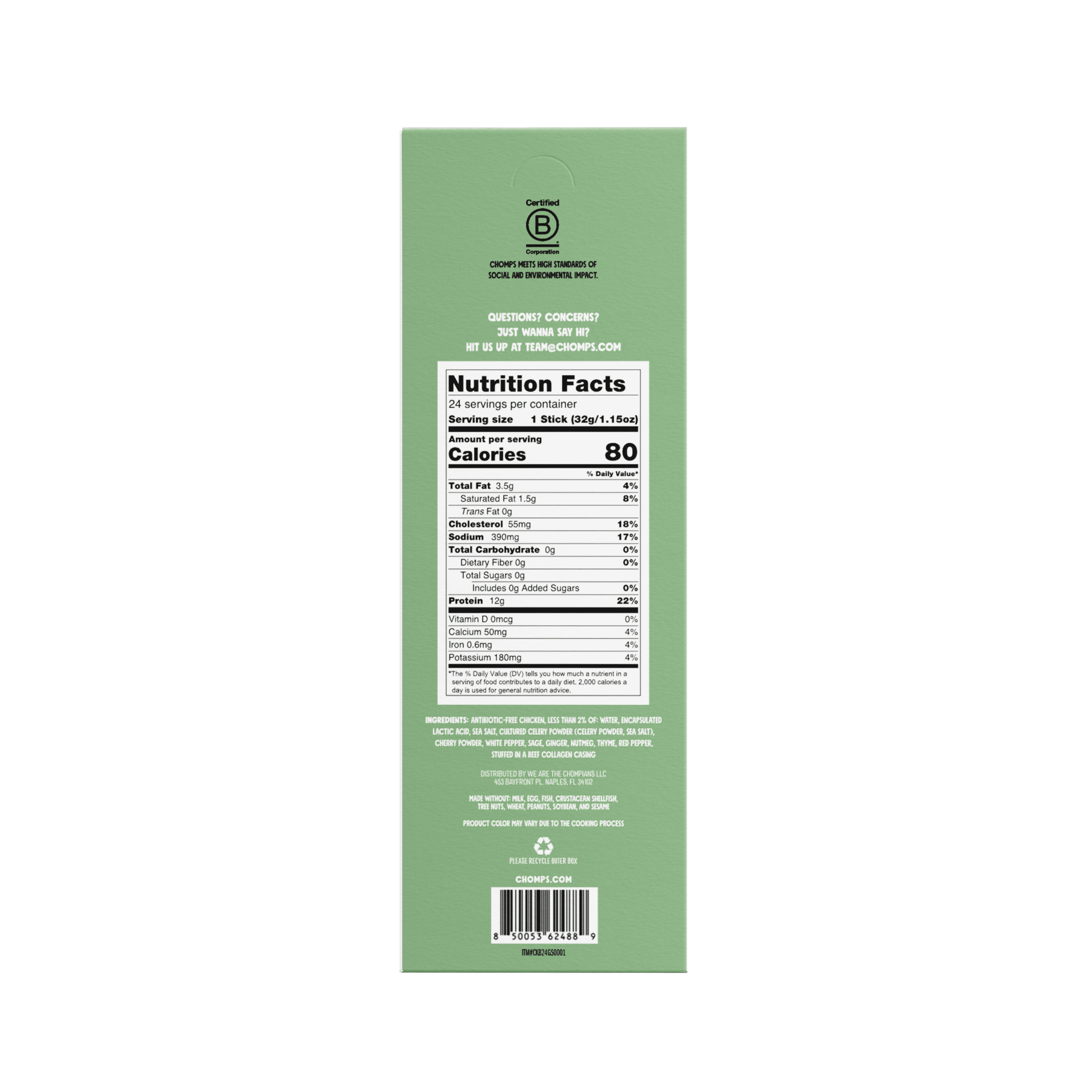 Chomps Antibiotic Free Savory Breakfast Chicken Sticks (24 Count)