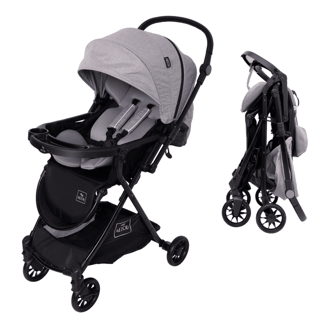 Carriola Para Bebé Aeiou Suiza Con Capota Amplia Light Grey