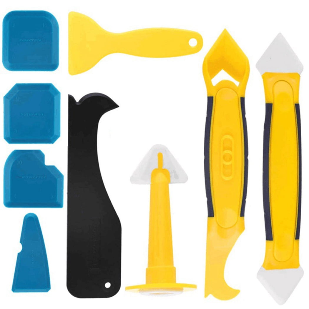 Bangcool 9PCS Caulking Tool Set Professional Plastic Grout Scraper Sealant Finishing Tool