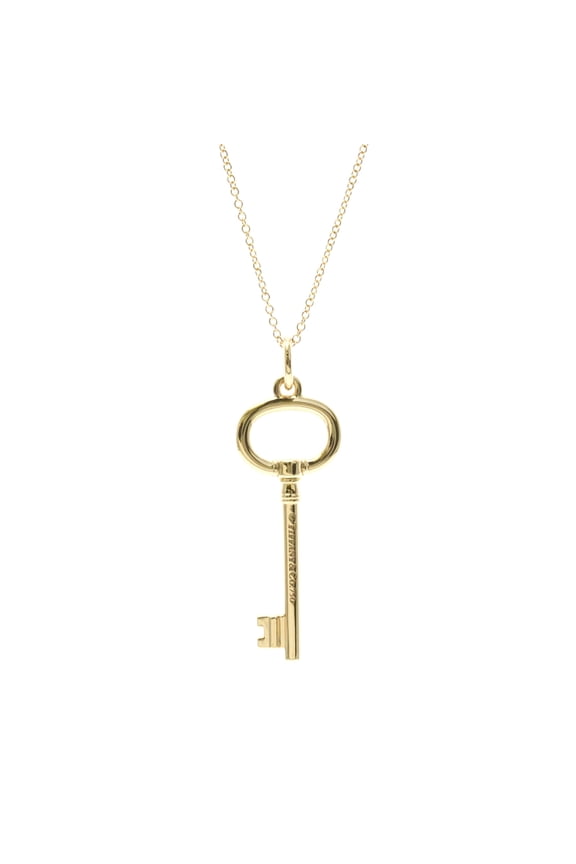 Pre-Owned Tiffany Oval Key Necklace Pink Gold (18K) No Stone Men,Women Fashion Pendant Necklace...