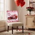 thumbnail image 3 of Happy Valentine's Day Chair Back Covers Set of 6, Romantic Rose Floral Love Heart on Truck Pink Plaid Stretch Dining Chair Back Slipcovers Removable Seat Cover for Kitchen Restaurant Hotel Cafe, 3 of 9
