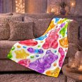 thumbnail image 6 of Whimsical Gummy Bear decorative motif Pattern, Playful Woodland Scene, Warm Flannel Blanket for Cabin and Lodge, Wildlife Lovers Valentine's Day Gift, Celestial Home Decor, 6 of 9
