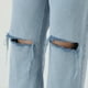 thumbnail image 4 of Gibobby Pantalones mezclilla mujer Pantalones vaqueros holgados de pierna ancha para mujer Pantalones vaqueros rasgados de talle(Azul claro,XL), 4 of 5