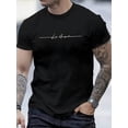 thumbnail image 1 of 1pc Men'S Casual Sports T-Shirt with Letter Print - Polyester Knit, Round Neck, Striped Pattern, Regular Fit for Training, Running, Hiking, Beach, Evening Dates - Summer Top for Adults, Teens, Coupl, 1 of 4