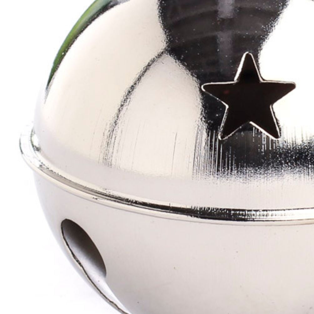 6pc Metal Silver Sleigh Bell Ornaments 80mm - for Christmas Decor - Factory Direct Craft