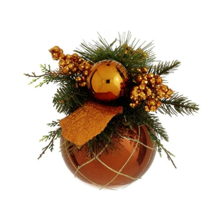 8 quot brown and orange pine cone and berry glittered 8 quot brown and orange pine cone and berry glittered
