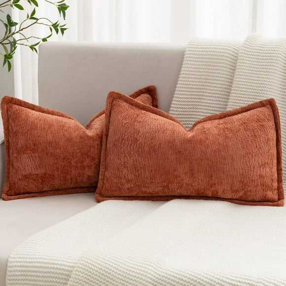 Funda de almohada BAOLIZEGAO, felpilla naranja quemada, 30 x 50 cm, juego de 2