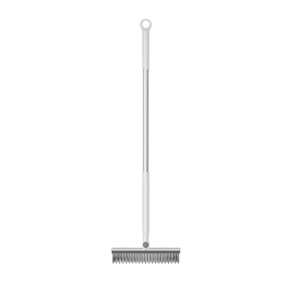 Cepillo para suelos 2 en 1 con mango largo de cerdas rígidas en forma de V, cepillo de limpieza con rasqueta giratoria de 180 grados para azulejos, juntas, suelos y paredes. Ideal para el hogar, la