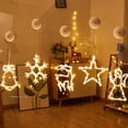 thumbnail image 2 of Luz LED colgante para ventana navideña con ventosa, estrellas, copos de nieve, campana, decoración para escaparate de tienda, ambiente de vidrio, escena de Nochebuena, 2 of 5