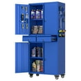 thumbnail image 6 of Aobabo Metal Storage Cabinet with Wheels & Adjustable Shelves, Steel Rolling Tool Storage Cabinet with 4 Door & 2 Drawer & Pegboard for Garage, Home, Office,Assembly Required,Blue, 6 of 9