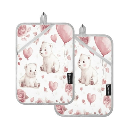 

BZSMCE Pot Holder Oven Mitts Cooking baking Watercolor White Bears Creative Pattern Size:7x9.8in