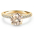 thumbnail image 3 of Gem Stone King 10K Yellow Gold Peach Morganite and Lab Grown Diamond Engagement Ring for Women | 1.90 Cttw | Round 8MM | Gemstone October Birthstone | Size 7, 3 of 6