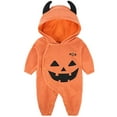 thumbnail image 3 of WIBACKER 0-24M Newborn Toddler Baby Girl Boy Halloween Pumpkin Costumes with Bat Wings Fleece Hooded Romper Jumpsuit Outfit, 3 of 9