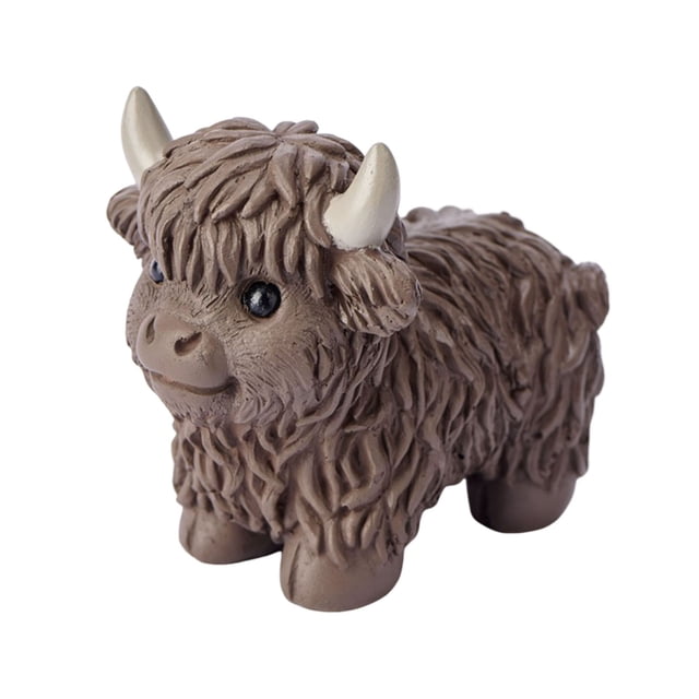 Cow Resin Statue Delicate Simulation Decoration Scottish Style Standing Posture/lying Posture Four Colors Optional