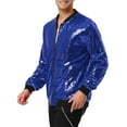 thumbnail image 4 of INSPIRE CHIC Men's Jackets Long Sleeve Zipper Glitter Bomber Jacket Coats 2XL Blue, 4 of 6
