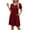 Wine, variant on Inleife Womens Summer Dresses Women's Short Sleeved Solid Color Loose Fitting T-Shirt Round Neck Pajama Dress