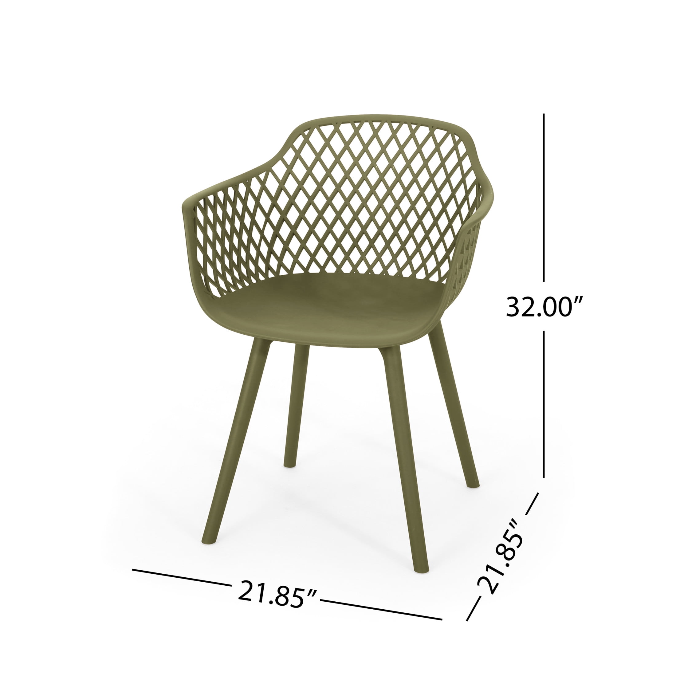 Christopher Knight Home Poppy Plastic Outdoor Dining Chairs Set of 2, Mesh Back Design, Olive Green