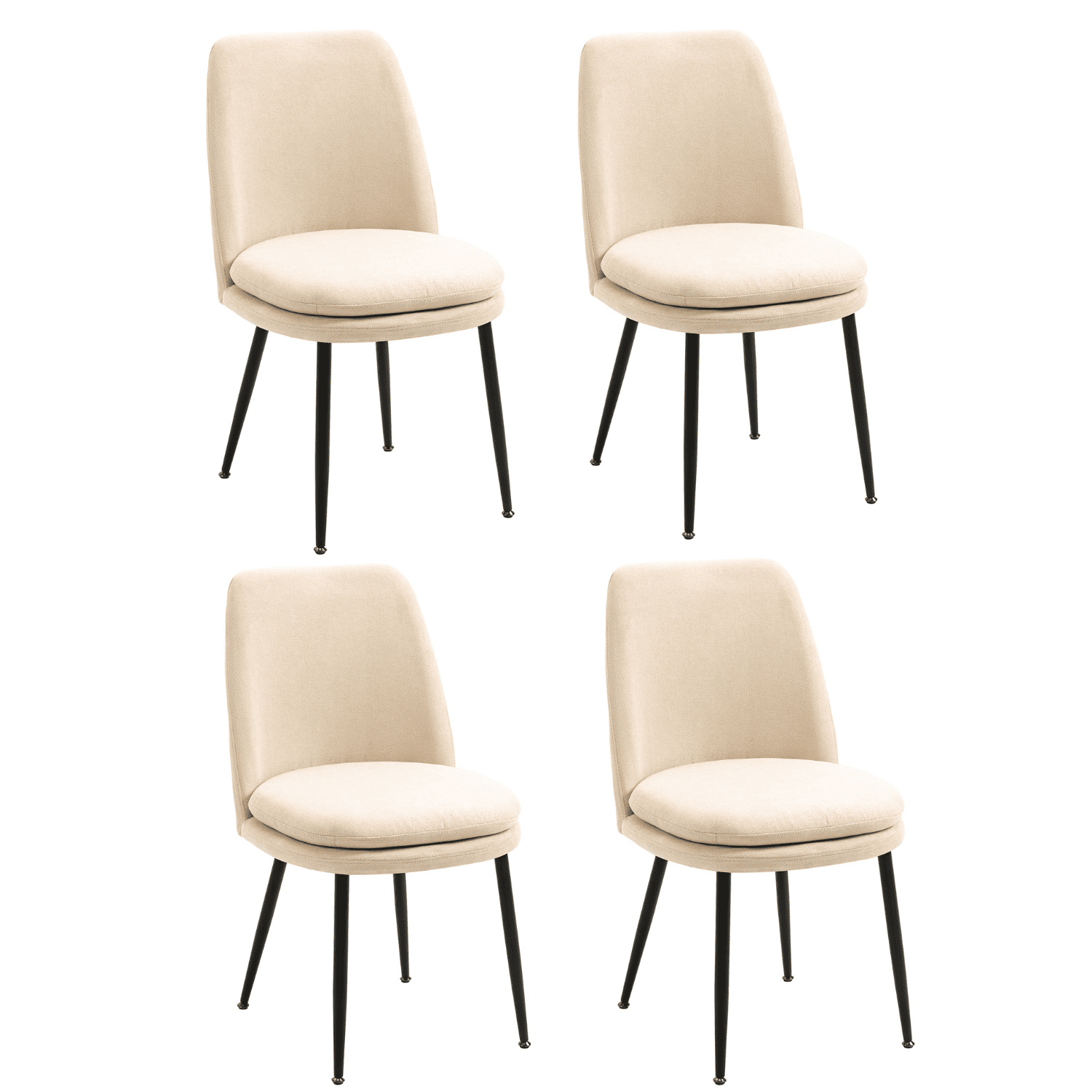 Dragon Gate Modern Beige Dining Chairs Set of 4 with Upholstered Seat
