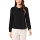 thumbnail image 1 of CAMISA DE BOTONES DE MANGA LARGA CON PUNTOS SUIZOS PARA MUJERES INSPIRADA EN CHIC, CUELLO PETER PAN, NEGRO, TAMAÑO S, 1 of 6