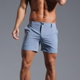 thumbnail image 5 of Mens Shorts Elastic Waist Button Zipper Casual Solid Shorts with Pocket Shorts Blue L, 5 of 6