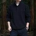 thumbnail image 2 of safuny Men's Loose Tops Big&Tall Fashion Solid Color Pullover Stand Collar Sweatshirts Button Outwear Casual Long Sleeve Shirts Black L, 2 of 9