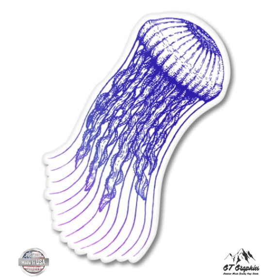 Beautiful Blue Jellyfish - 3" Vinyl Sticker - For Car Laptop I-Pad Phone Helmet Hard Hat - Waterproof Decal