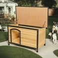 thumbnail image 6 of Pefilos 45" Wood Dog Houses for Medium Dogs, Outdoor Weatherproof Pet Cat House with Hinged Roof, Beige, 6 of 7
